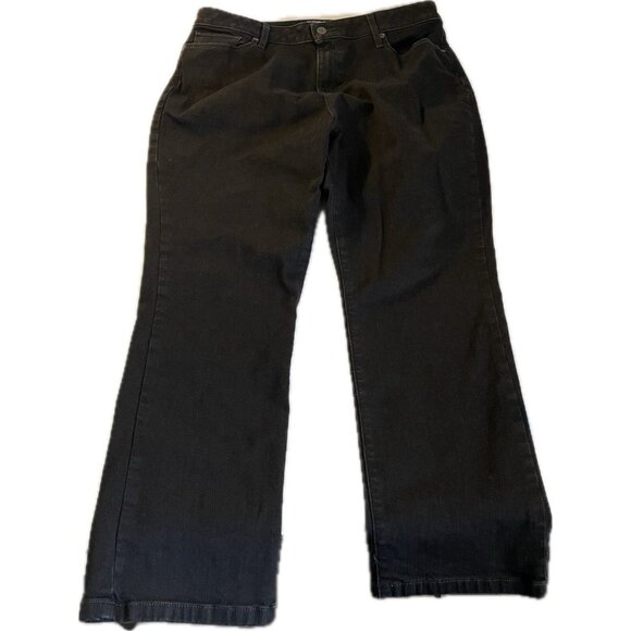 L.L. Bean True Shape Jeans Womens Size 16p Black Straight Leg Classic High Rise - Picture 1 of 9